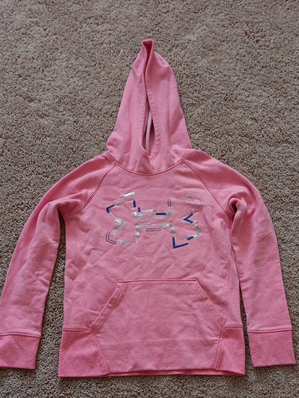 Under Armour Coral Pink Hoodie with Metallic Logo